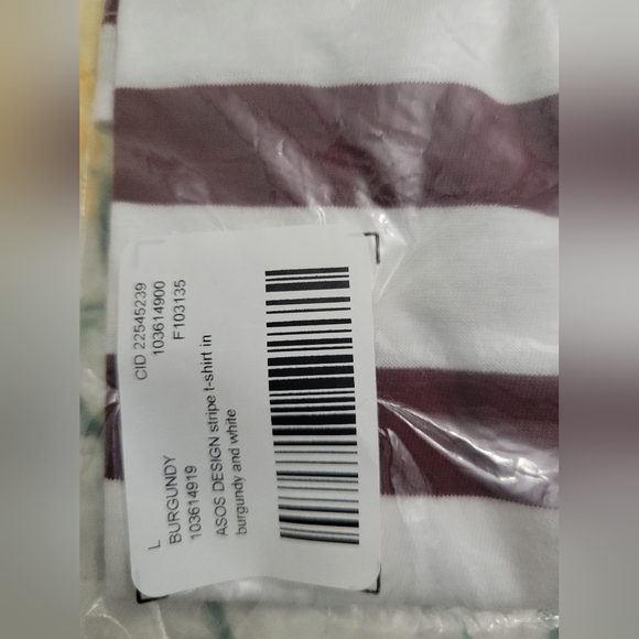 ASOS Design Men Burgundy Stripe T Shirt - Picture 4 of 5
